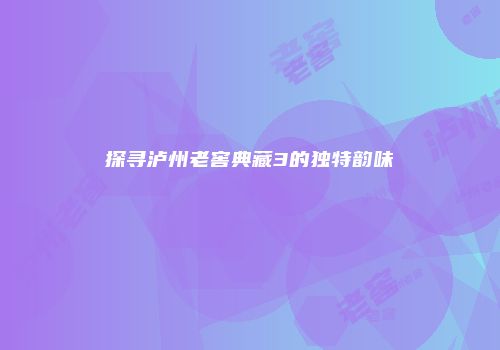 探寻泸州老窖典藏3的独特韵味