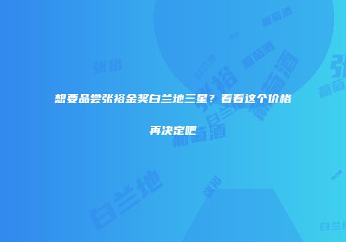 想要品尝张裕金奖白兰地三星？看看这个价格再决定吧