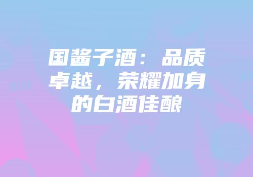 国酱子酒：品质卓越，荣耀加身的白酒佳酿