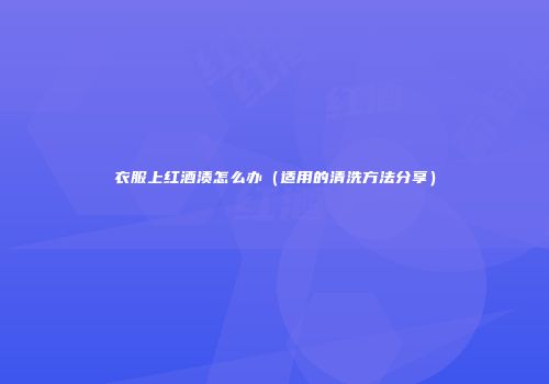 衣服上红酒渍怎么办（适用的清洗方法分享）