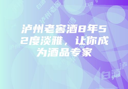 泸州老窖酒8年52度淡雅，让你成为酒品专家