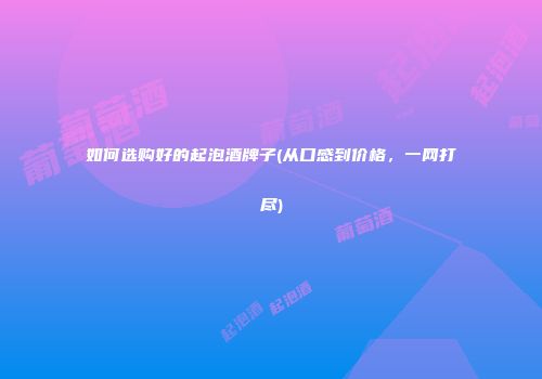 如何选购好的起泡酒牌子(从口感到价格，一网打尽)