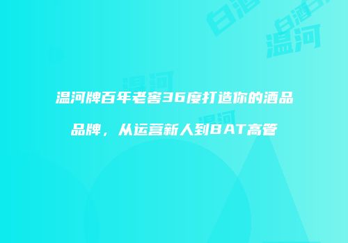 温河牌百年老窖36度打造你的酒品品牌，从运营新人到BAT高管