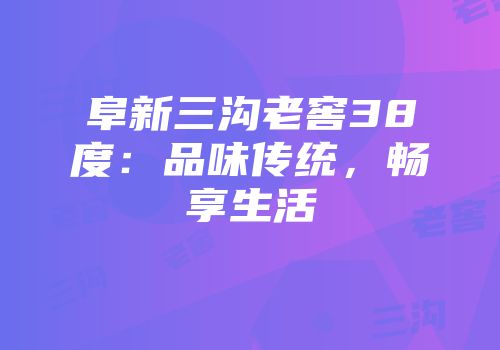 阜新三沟老窖38度：品味传统，畅享生活