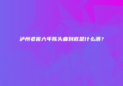 泸州老窖六年陈头曲到底是什么酒？