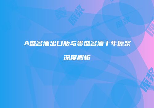 A盛名酒出口版与贵盛名酒十年原浆深度解析