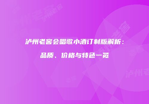 泸州老窖会唱歌小酒订制版解析：品质、价格与特色一览