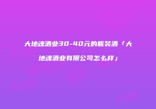 大地魂酒业30-40元的瓶装酒「大地魂酒业有限公司怎么样」