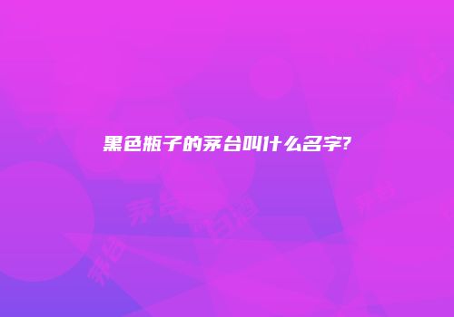 黑色瓶子的茅台叫什么名字?