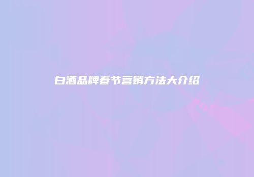 白酒品牌春节营销方法大介绍