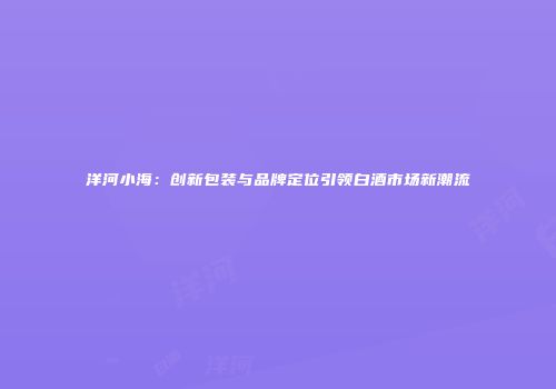 洋河小海：创新包装与品牌定位引领白酒市场新潮流