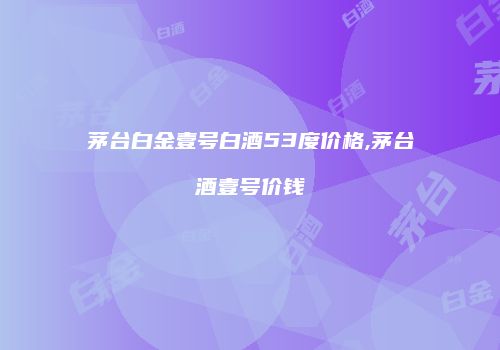 茅台白金壹号白酒53度价格,茅台酒壹号价钱