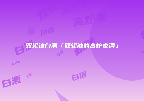 双轮池白酒「双轮池的高炉家酒」