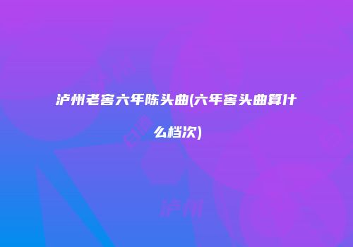 泸州老窖六年陈头曲(六年窖头曲算什么档次)