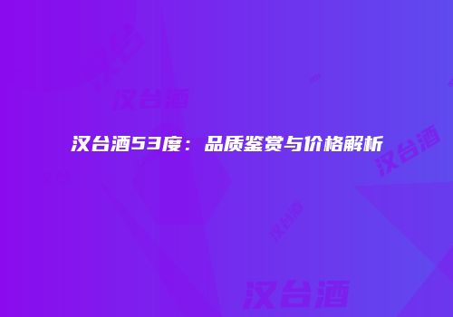 汉台酒53度：品质鉴赏与价格解析