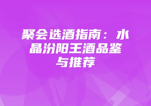 聚会选酒指南：水晶汾阳王酒品鉴与推荐