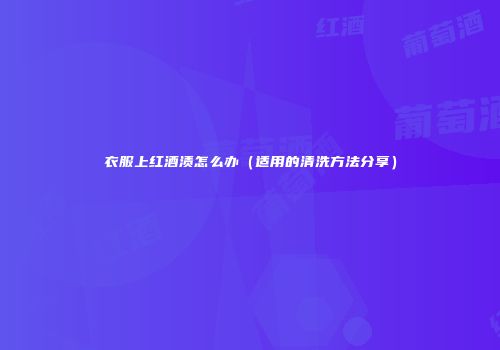 衣服上红酒渍怎么办（适用的清洗方法分享）