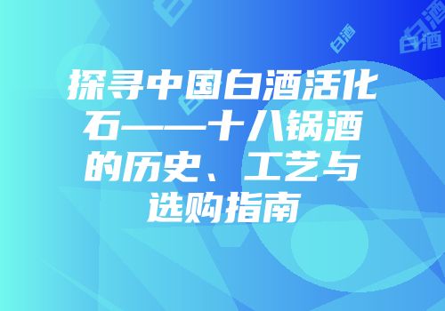 探寻中国白酒活化石——十八锅酒的历史、工艺与选购指南