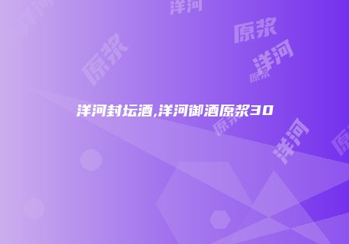 洋河封坛酒,洋河御酒原浆30