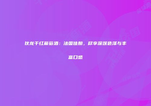 狄龙干红葡萄酒：法国佳酿，尽享深邃色泽与丰富口感
