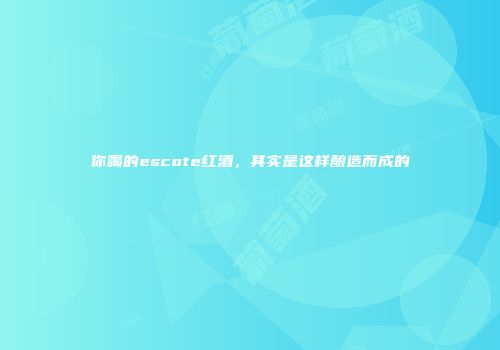 你喝的escote红酒，其实是这样酿造而成的