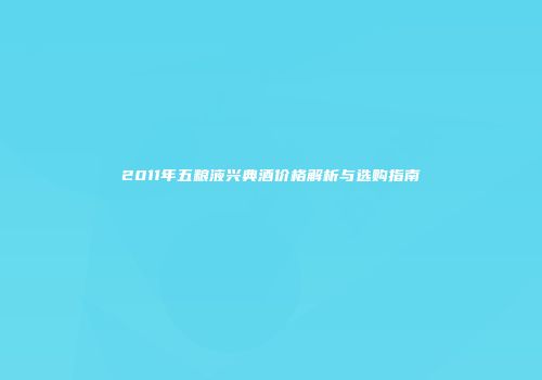 2011年五粮液兴典酒价格解析与选购指南