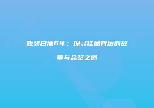 瓶装白酒6年：探寻佳酿背后的故事与品鉴之道