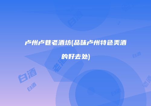 卢州卢巷老酒坊(品味卢州特色美酒的好去处)