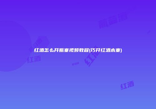 红酒怎么开瓶塞视频教程(巧开红酒木塞)