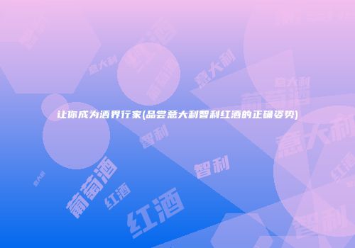 让你成为酒界行家(品尝意大利智利红酒的正确姿势)