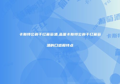 卡斯特公爵干红葡萄酒,品鉴卡斯特公爵干红葡萄酒的口感和特点