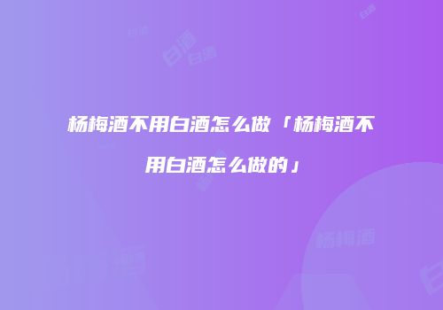 杨梅酒不用白酒怎么做「杨梅酒不用白酒怎么做的」