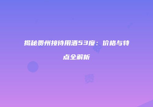 揭秘贵州接待用酒53度：价格与特点全解析