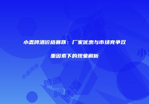 小麦啤酒价格暴跌：厂家优惠与市场竞争双重因素下的现象解析