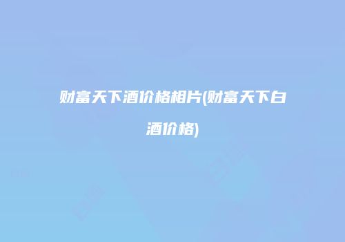 财富天下酒价格相片(财富天下白酒价格)