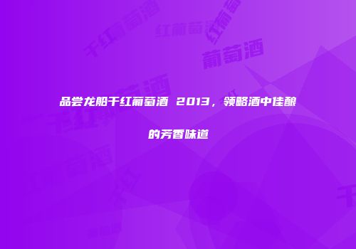 品尝龙船干红葡萄酒 2013，领略酒中佳酿的芳香味道