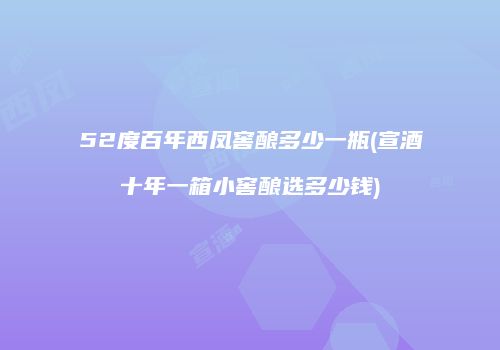 52度百年西凤窖酿多少一瓶(宣酒十年一箱小窖酿选多少钱)