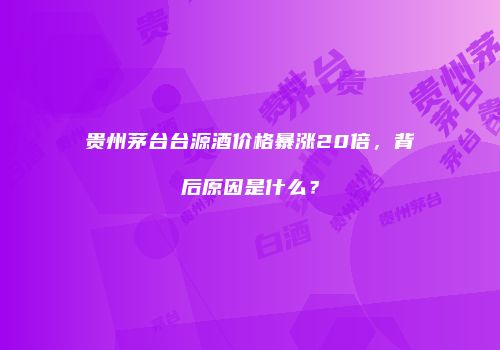 贵州茅台台源酒价格暴涨20倍，背后原因是什么？