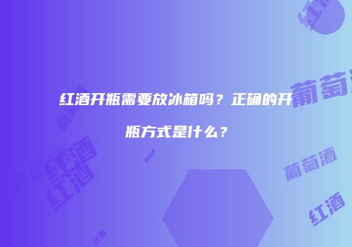 红酒开瓶需要放冰箱吗？正确的开瓶方式是什么？