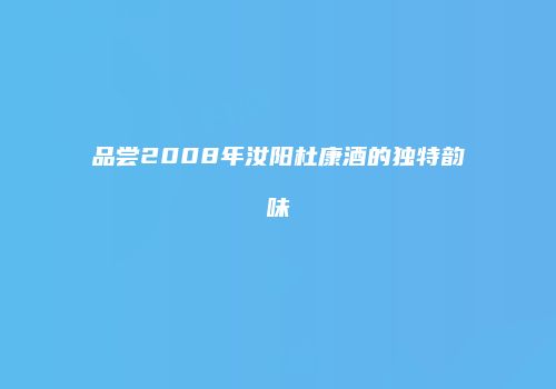 品尝2008年汝阳杜康酒的独特韵味