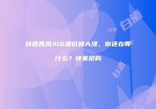 陕酉西凤A16酒价格大涨，你还在等什么？快来抢购