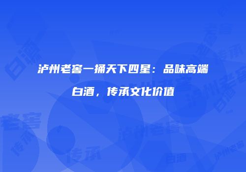 泸州老窖一捅天下四星：品味高端白酒，传承文化价值