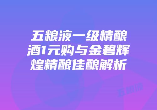 五粮液一级精酿酒1元购与金碧辉煌精酿佳酿解析