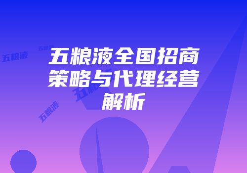 五粮液全国招商策略与代理经营解析