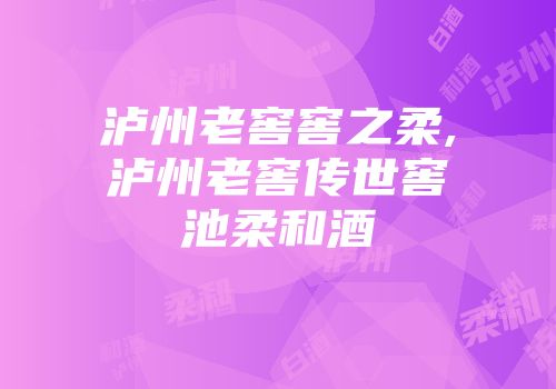 泸州老窖窖之柔,泸州老窖传世窖池柔和酒