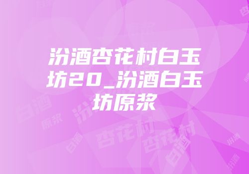 汾酒杏花村白玉坊20_汾酒白玉坊原浆