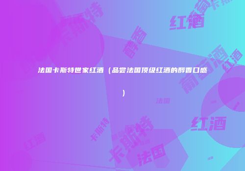 法国卡斯特世家红酒（品尝法国顶级红酒的醇香口感）
