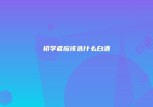 初学者应该选什么白酒