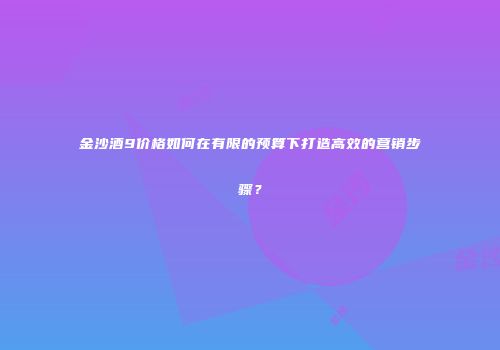 金沙酒9价格如何在有限的预算下打造高效的营销步骤？