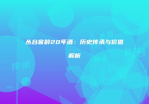 丛台窖龄20年酒：历史传承与价值解析